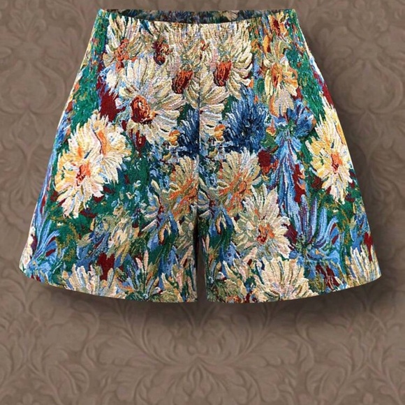 SHEIN Colorful Floral High Waist Shorts - Picture 1 of 4